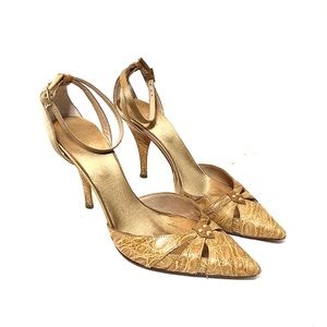 Giuseppe Zanotti Tan Croc Embossed Leather Heels